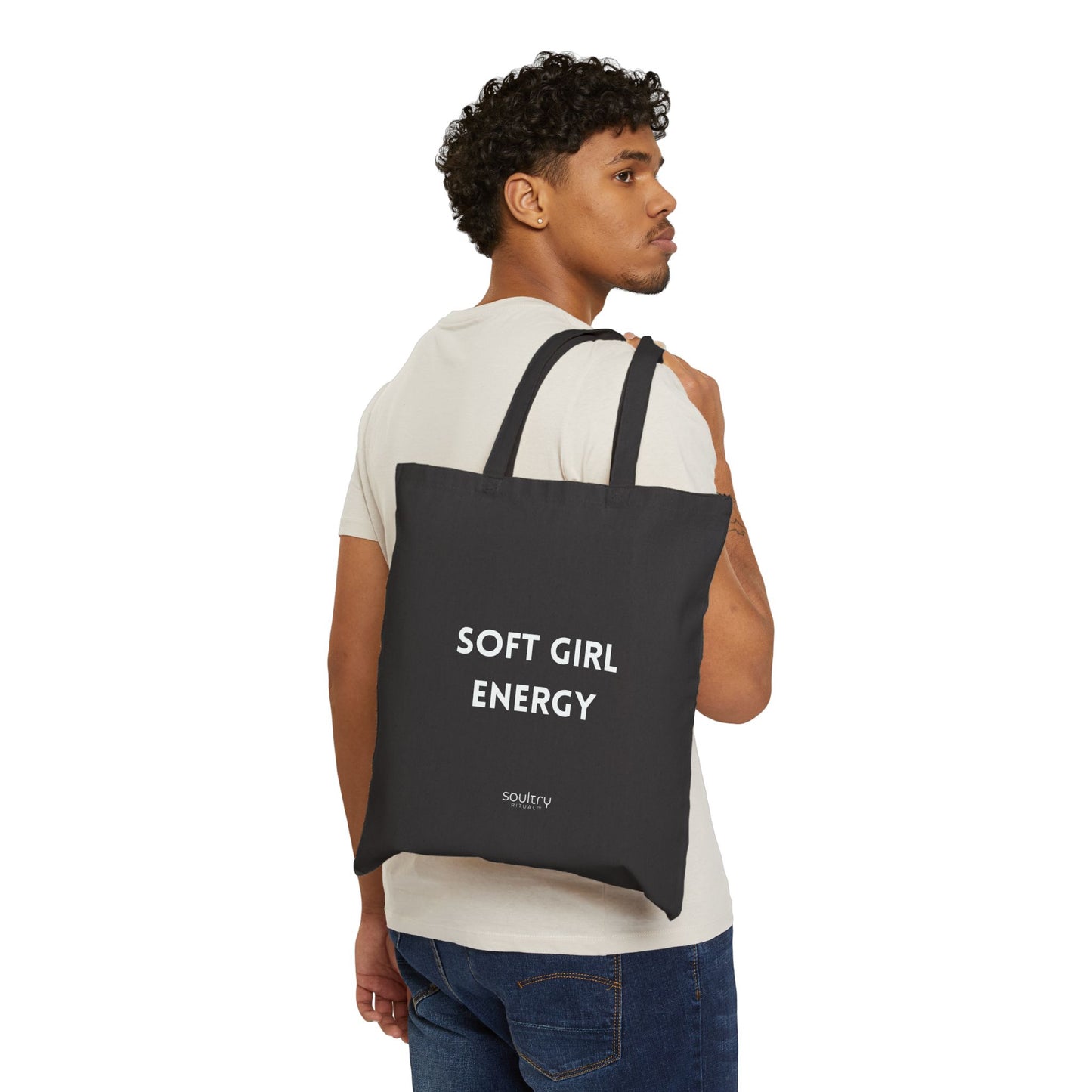 Soft Girl Energy Cotton Canvas Tote Bag - Reusable Shopping Bag, Eco-Friendly Tote, Gift for Her, Trendy Handbag, Beach Bag