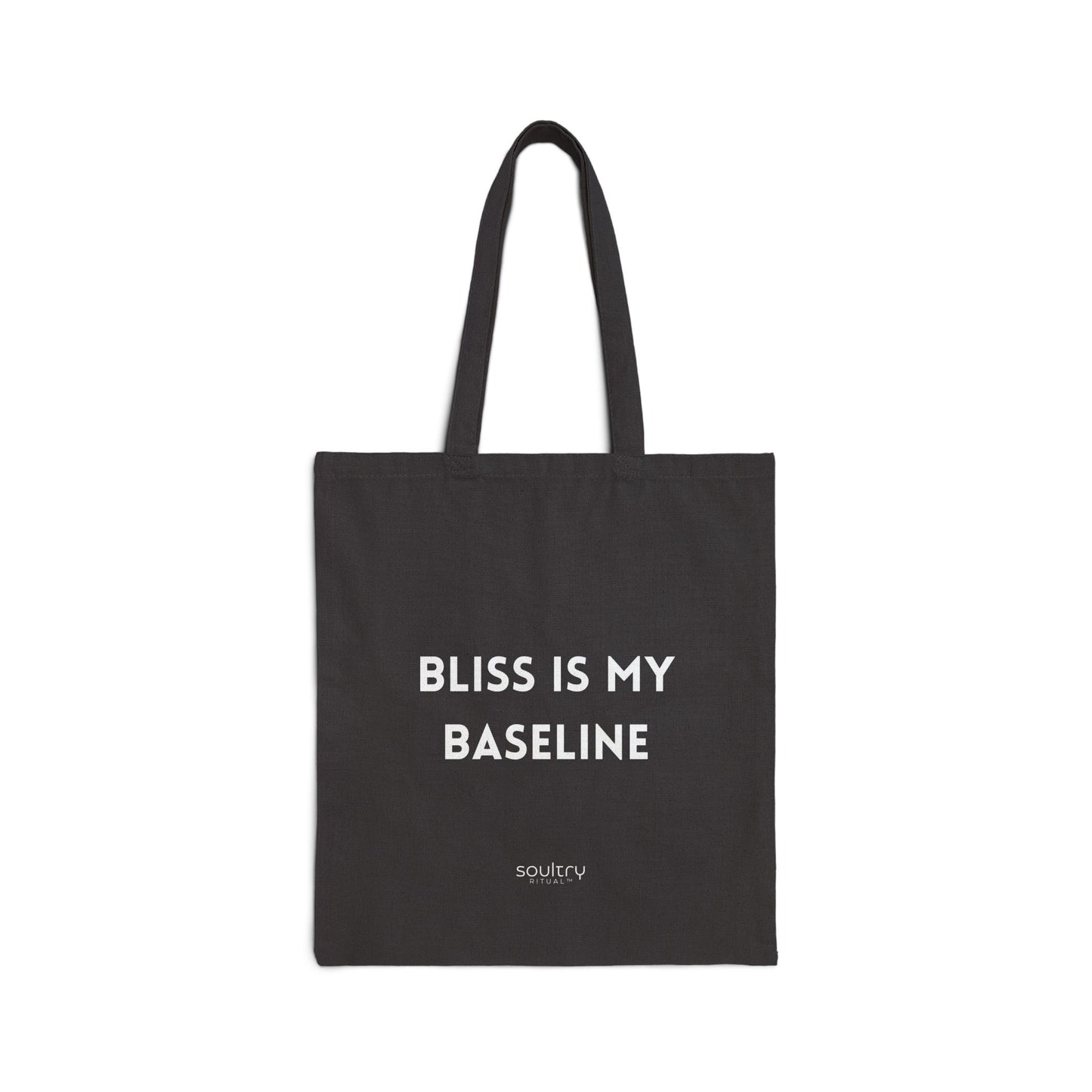 Bliss Is My Baseline || Cotton Tote Bag, Inspirational Canvas Bag, Eco-Friendly Shopping Bag, Gift for Yoga Lovers, Everyday Tote