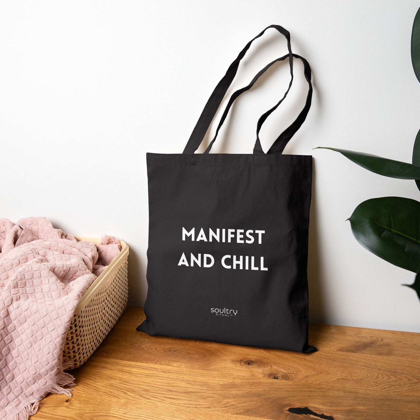 Manifest and Chill || Cotton Canvas Tote Bag – Eco-Friendly, Reusable, Shopping Bag, Gift for Friends, Motivational Tote
