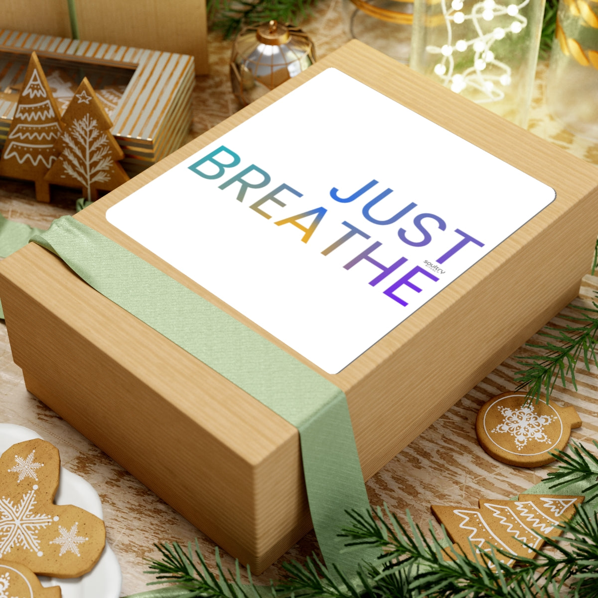 Vibrant 'Just Breathe' Kiss-Cut Stickers | Motivational Decor, Calming Gifts, Journaling Essentials, Laptop Stickers, Self-Care Reminders