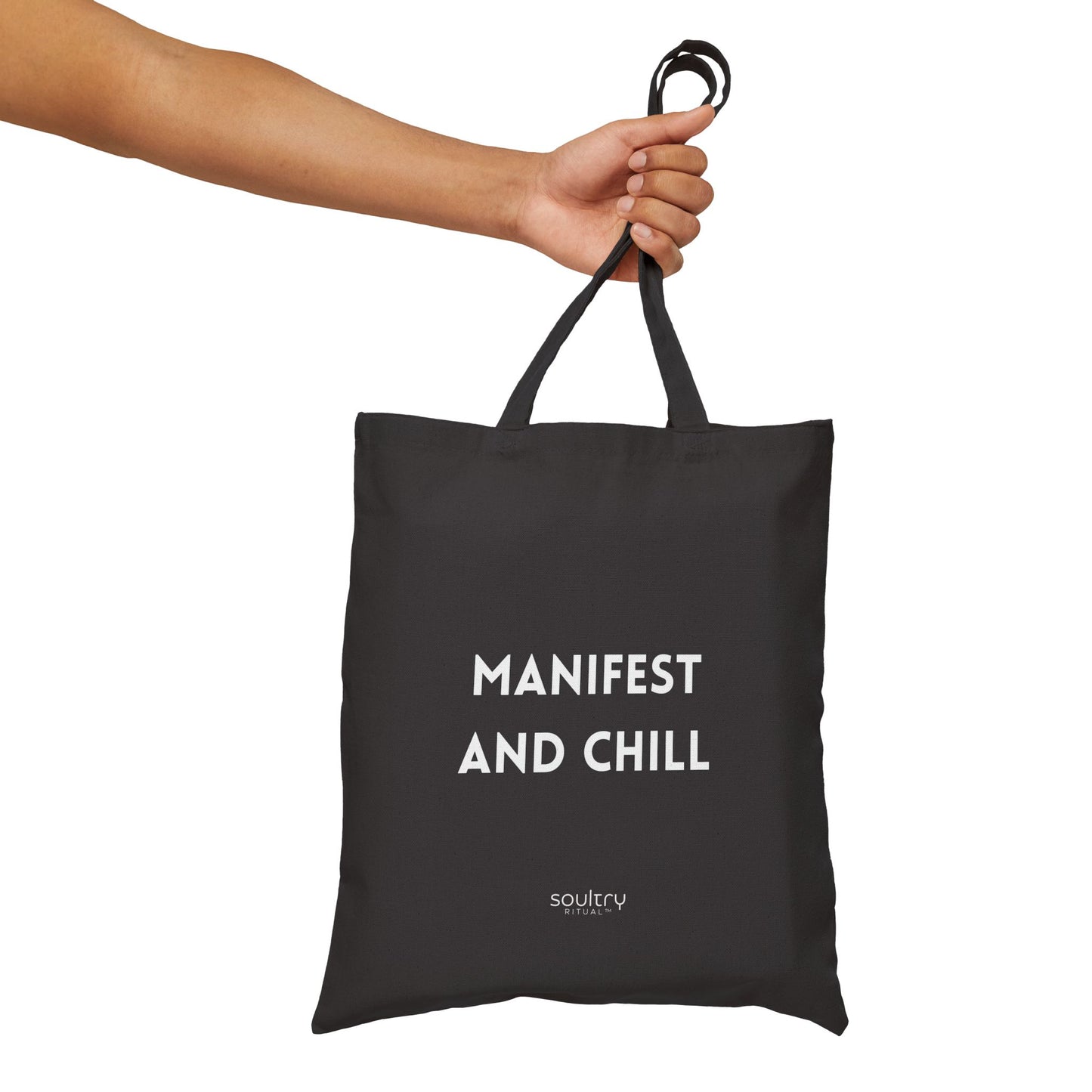 Manifest and Chill || Cotton Canvas Tote Bag – Eco-Friendly, Reusable, Shopping Bag, Gift for Friends, Motivational Tote