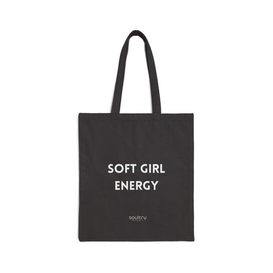 Soft Girl Energy Cotton Canvas Tote Bag - Reusable Shopping Bag, Eco-Friendly Tote, Gift for Her, Trendy Handbag, Beach Bag
