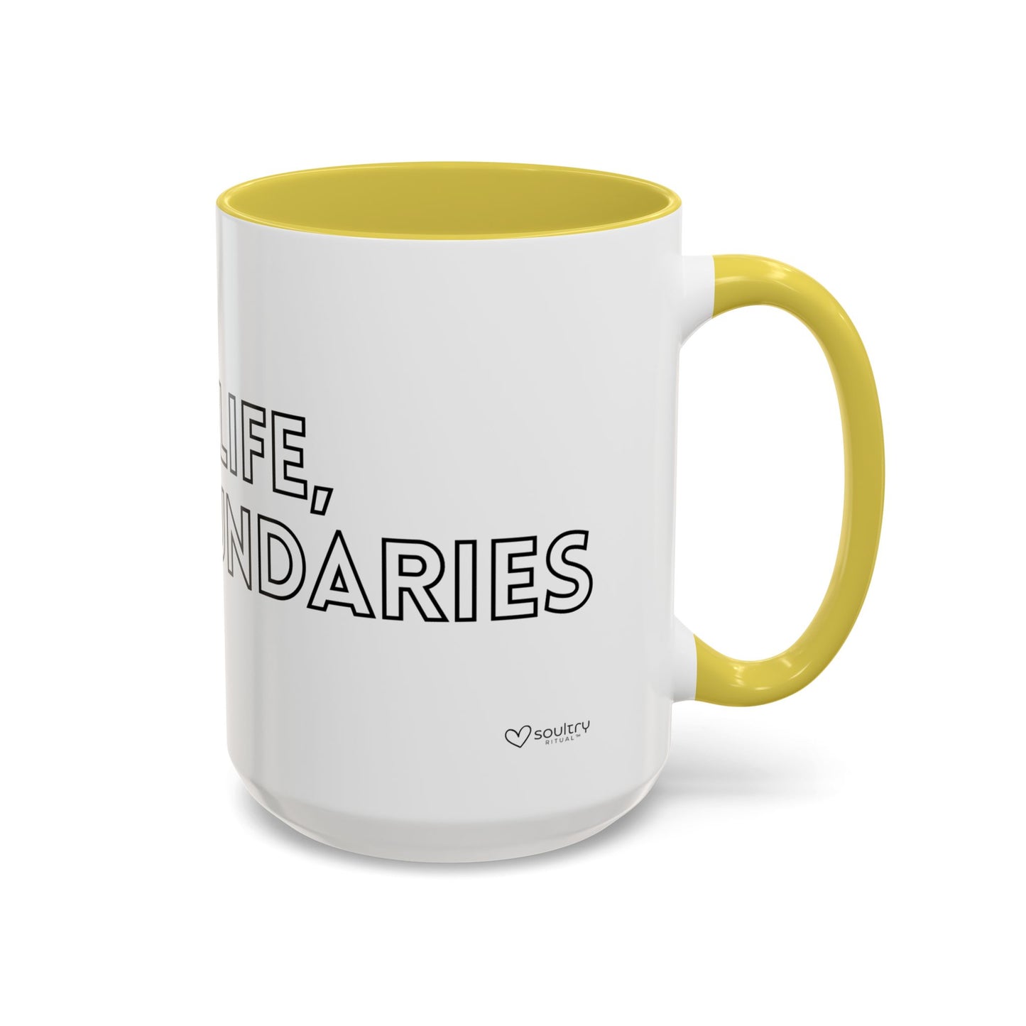 Colorful Boundary-Setting Mug - Soft Life, Hard Boundaries | Gift for Self-Care, Wellness, Motivation, Friendships, Inspirational Quotes