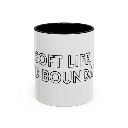 Colorful Boundary-Setting Mug - Soft Life, Hard Boundaries | Gift for Self-Care, Wellness, Motivation, Friendships, Inspirational Quotes